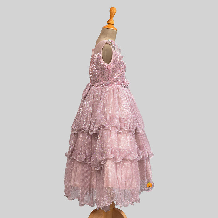 Onion Layered Frill Girls Gown Side View