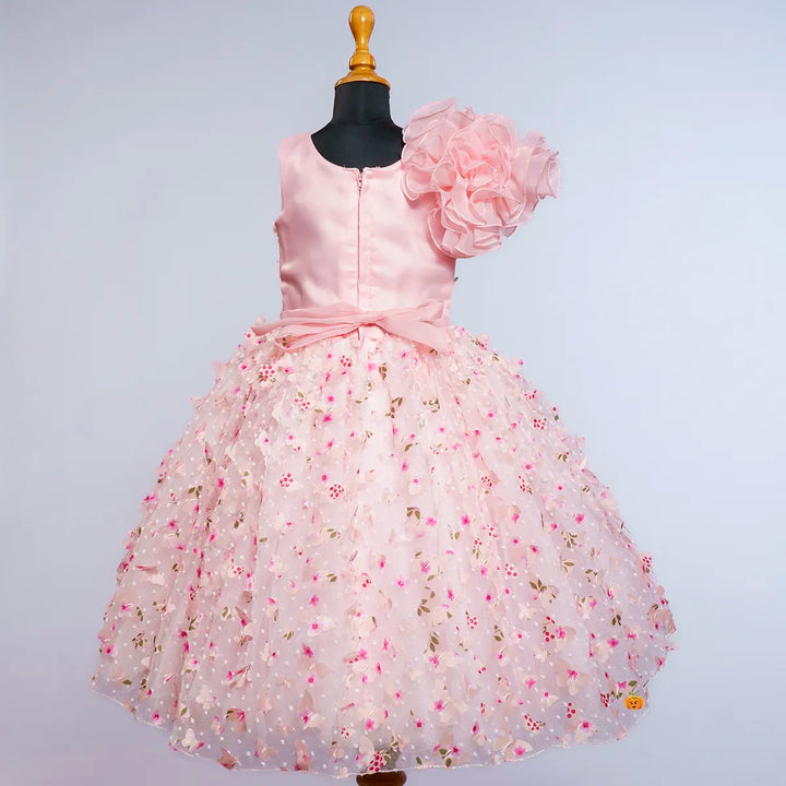Peach Butterfly Scattered Girlish Gown Back View