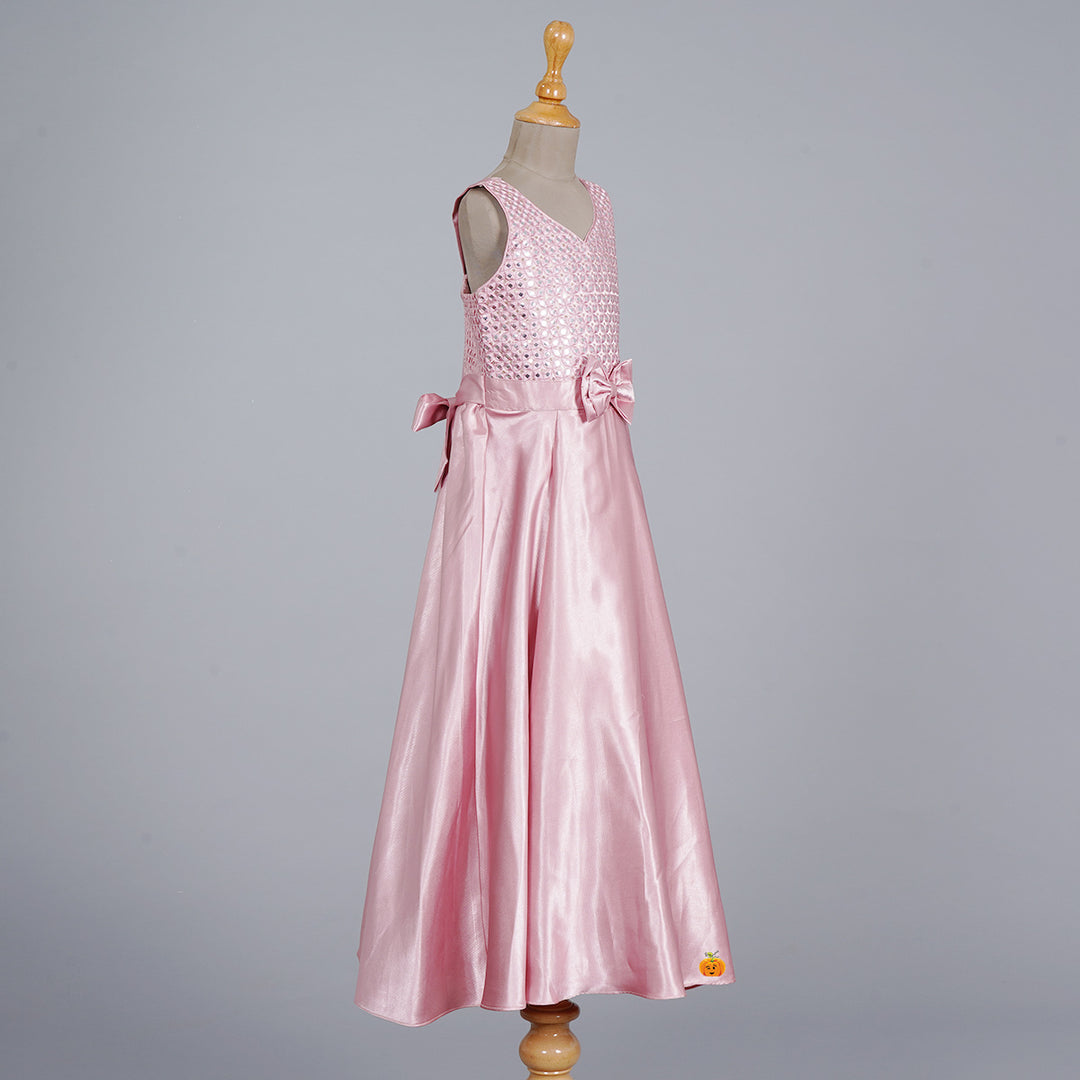 Onion Bow Girlish Gown with Jacket Side View