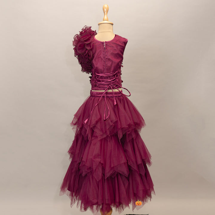 Wine Girls Lehenga Choli