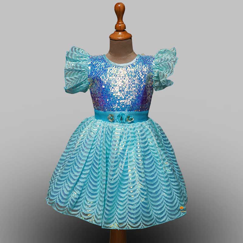 Sequin Party Wear Frock for Kid Girls Front View