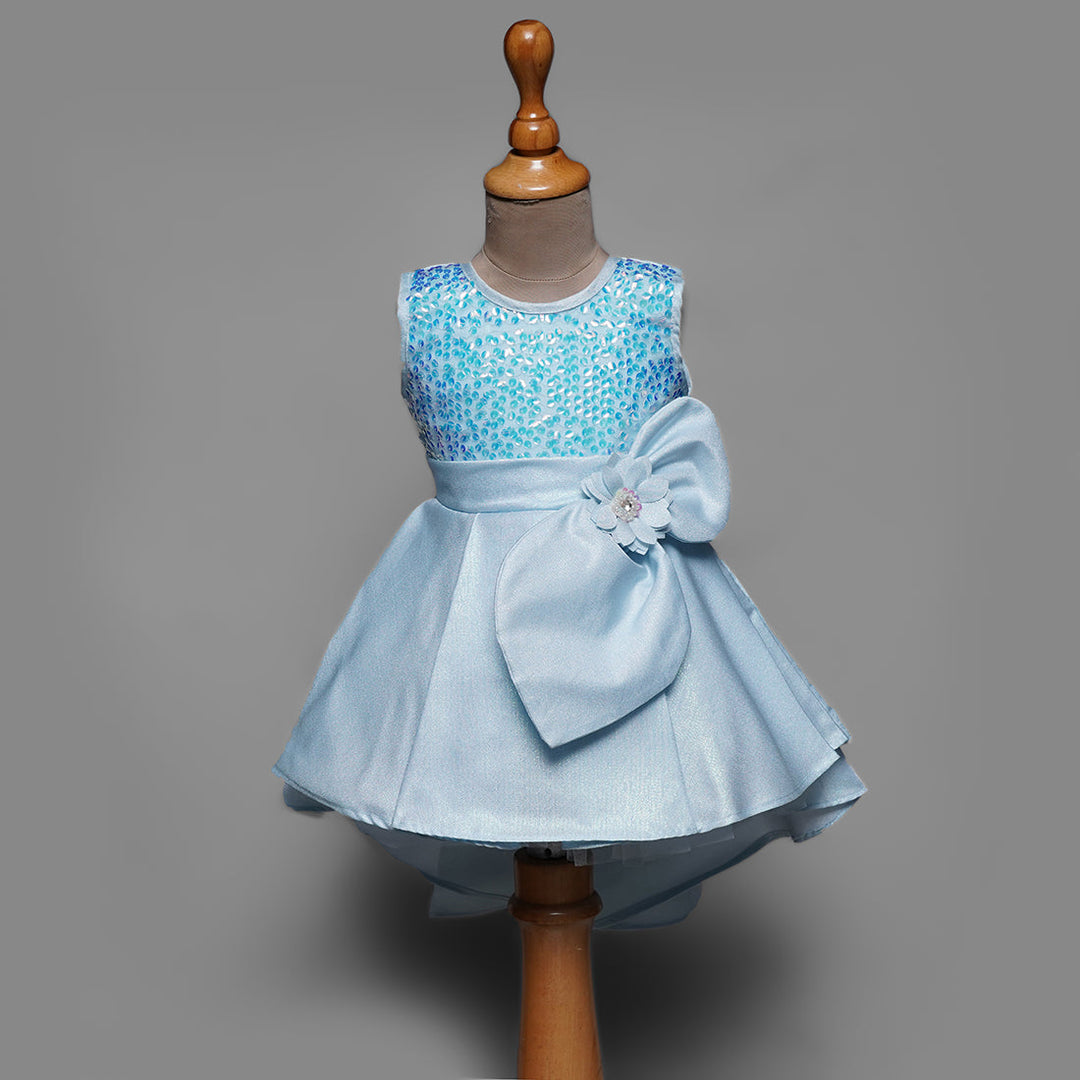 Pastel Pink and Blue Girls Frock with Bow