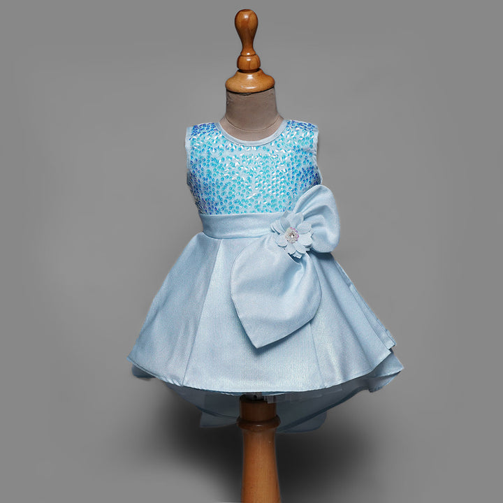 Pastel Pink and Blue Girls Frock with Bow