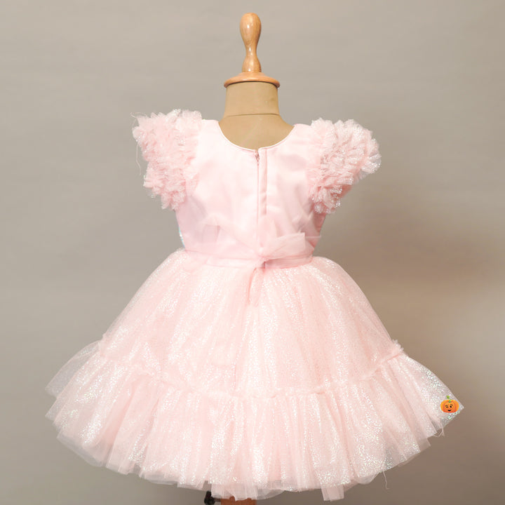 Stylish Pink and Cream Girls Frock Back View