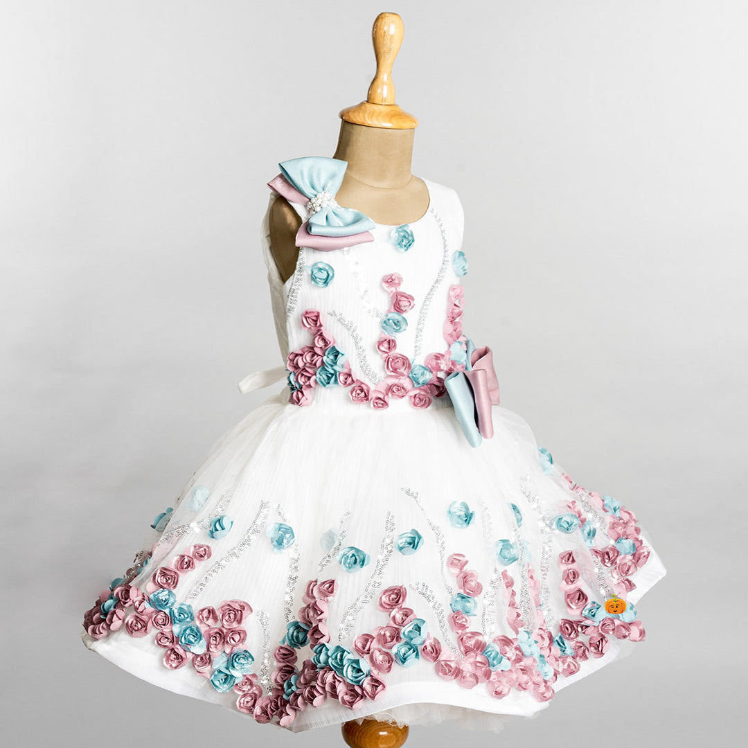 White Floral Girls Frock