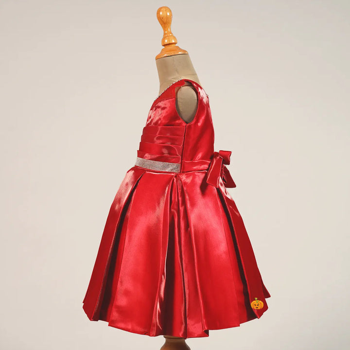 Maroon Solid Frock for Girls Side View