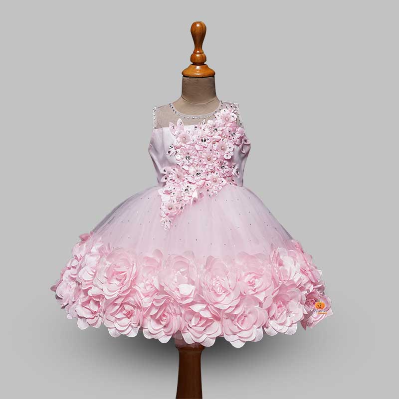 Kids Frock With Floral Pattern Front View