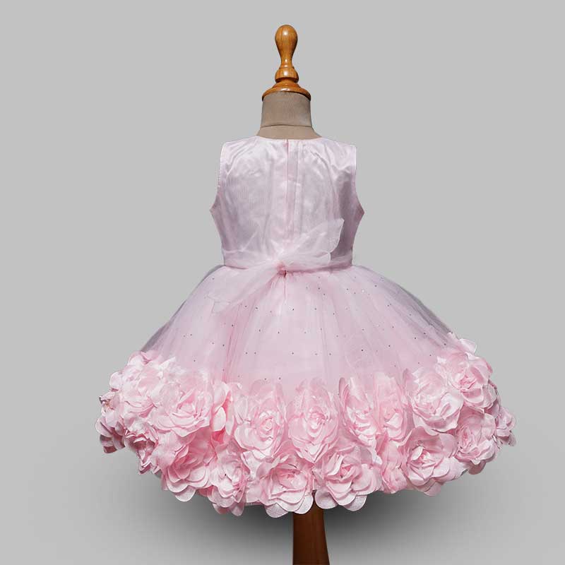 Kids Frock With Floral Pattern Back View
