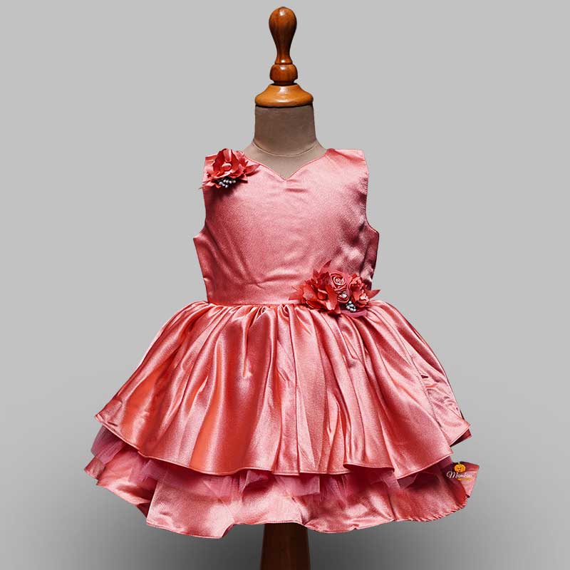 Frock For Girls With Layered Pattern Front View