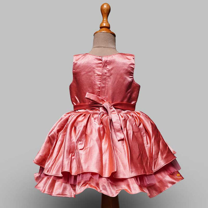 Frock For Girls With Layered Pattern Back View