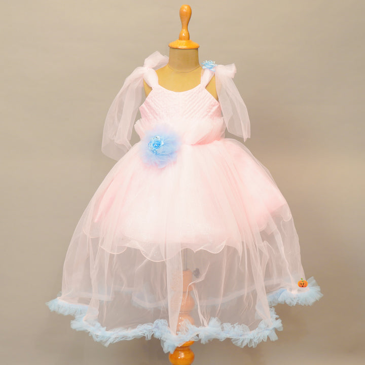 Party Wear Kids Frock in Pink Color Front View
