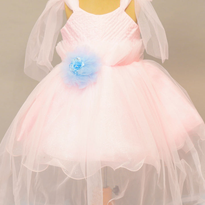 Party Wear Kids Frock in Pink Color Close Up View