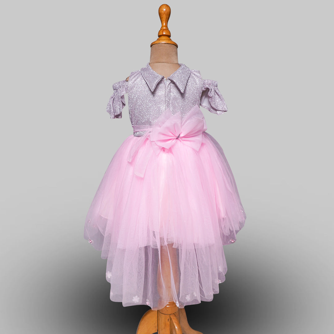 Frock for Girls with Fluffy Pattern Back View