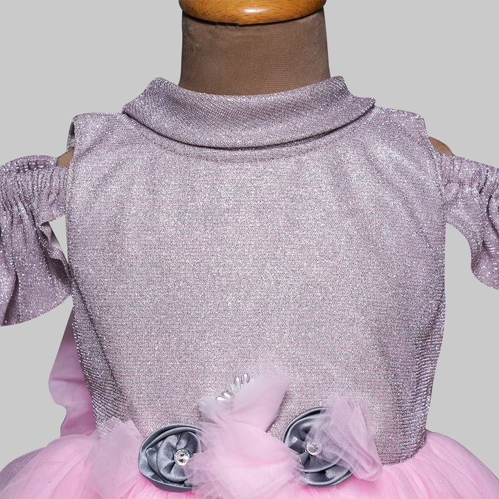 Frock for Girls with Fluffy Pattern Close Up View