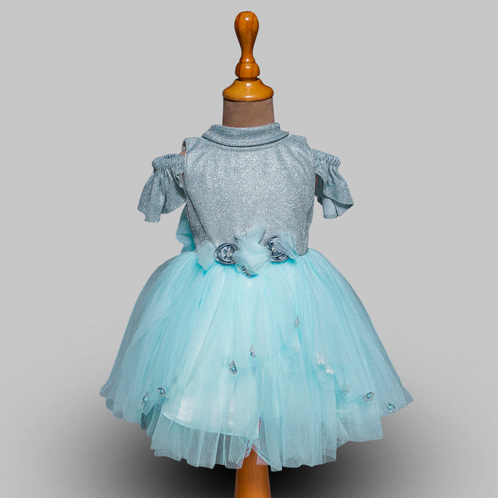 Frock for Girls with Fluffy Pattern Front View