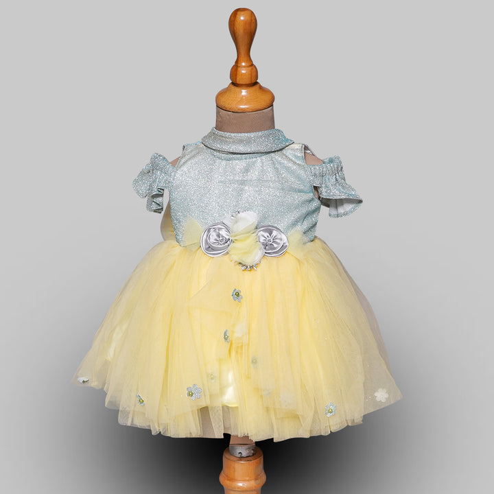 Frock for Girls with Fluffy Pattern Front View
