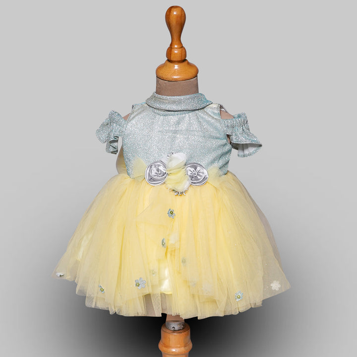 Frock for Girls with Fluffy Pattern Front View
