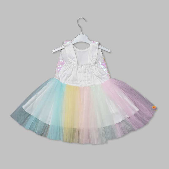 Sequin Unicorn Hues in Frock for Girls Back View