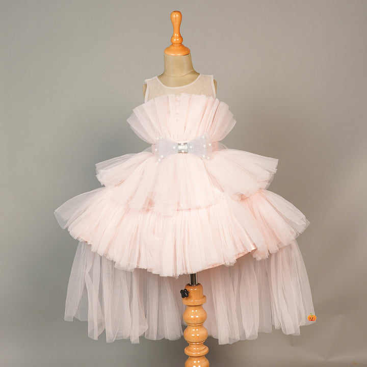 Black And Peach Designer Kids Frock