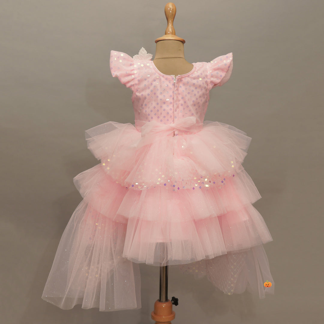 Pink Color Frock for Kids Back View