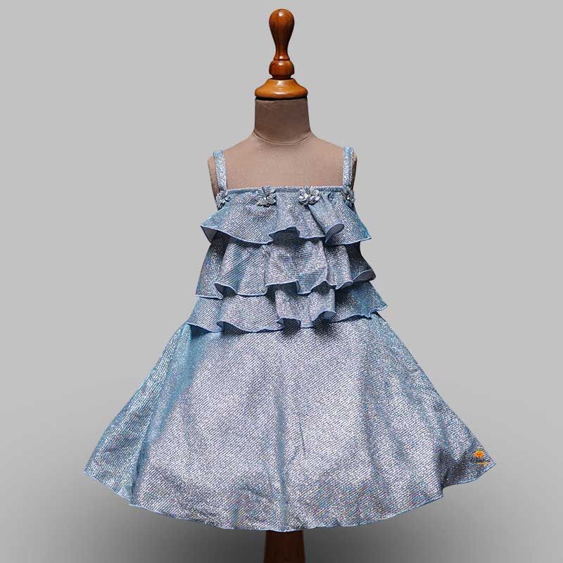 Layered Design Frock For Girls Front View