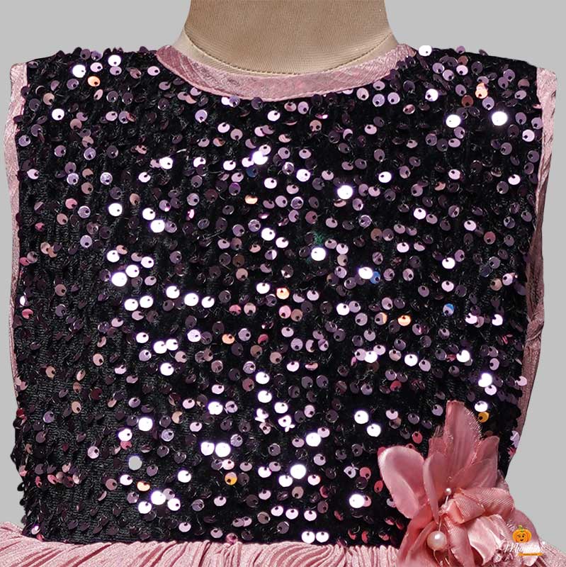 Two Toned Ruffle Frocks with Curly Edges Close Up View