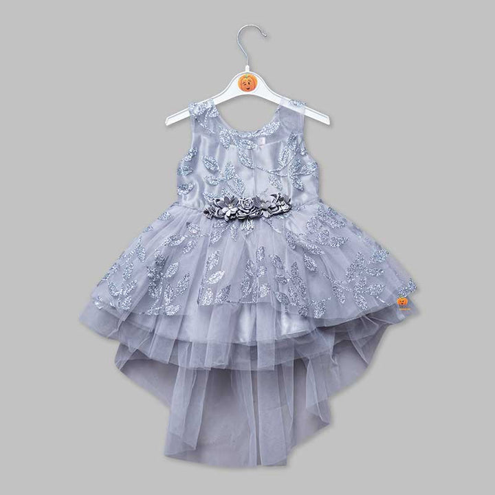 Girls Frock With Leaf Design Front View