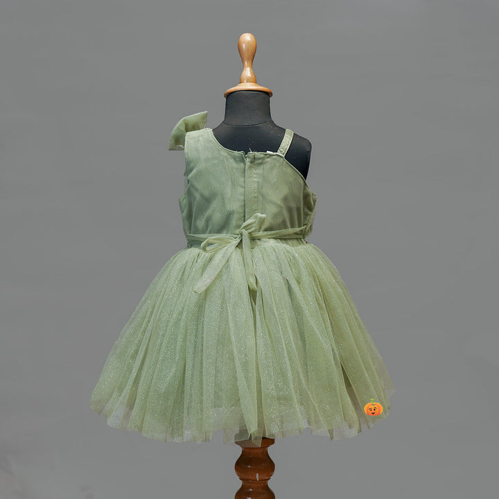 Onion & Pista Bow Design Frock Dress for Girls Variant Back View