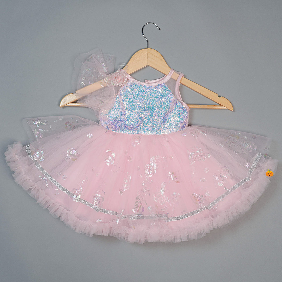 Designer Kids Frock With Glitter Designs