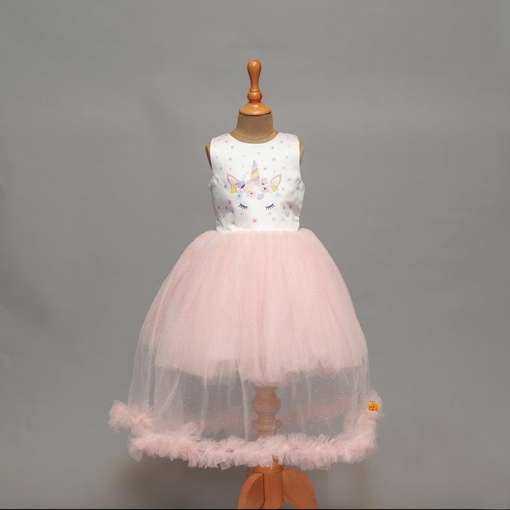 Girls Party Wear Frock With Glitter Designs 