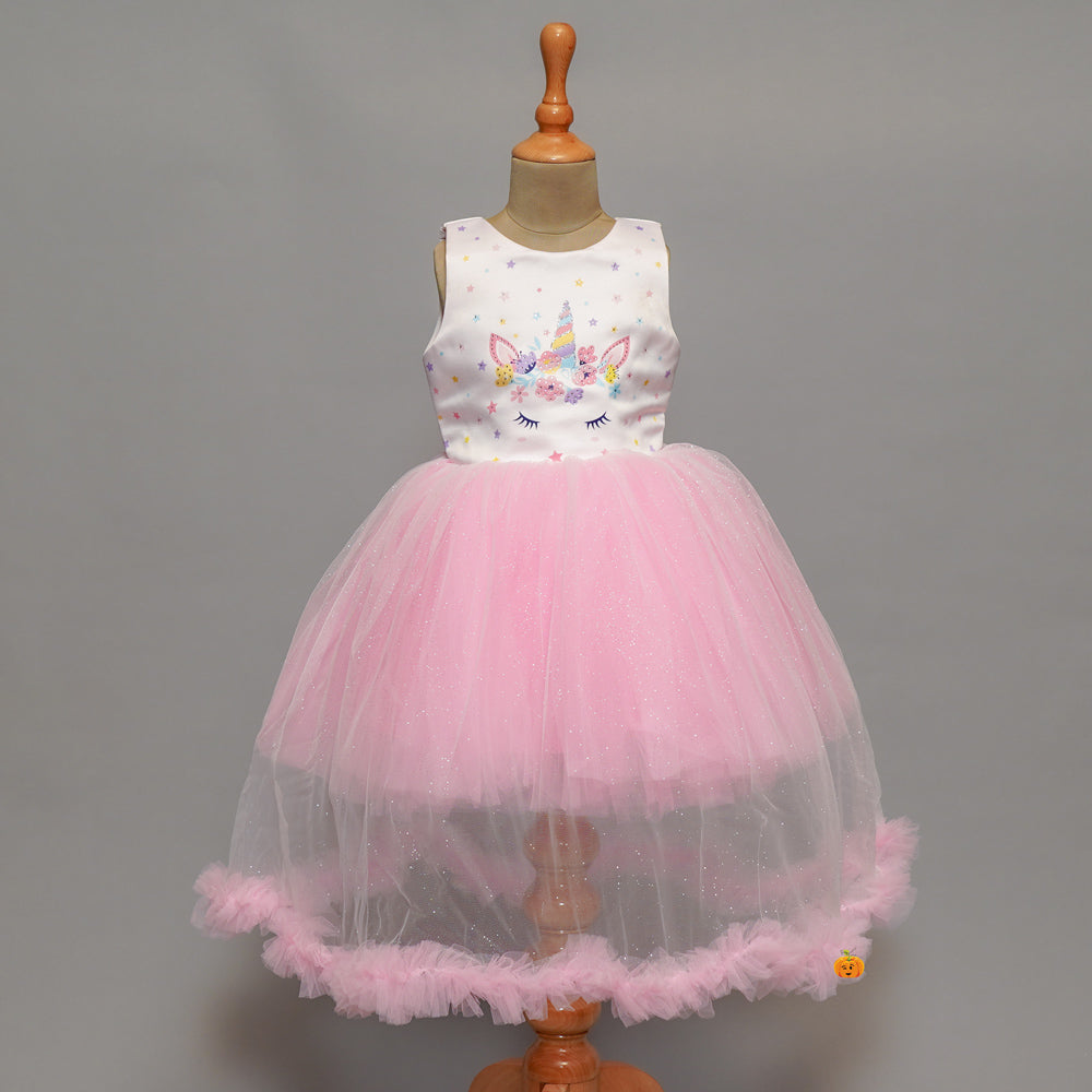 Girls Party Wear Frock With Glitter Designs 