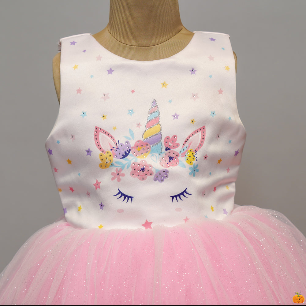 Girls Party Wear Frock With Glitter Designs