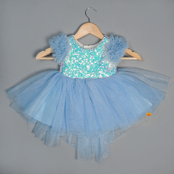 Girls Party Wear Frock with Fluffy Net Front View