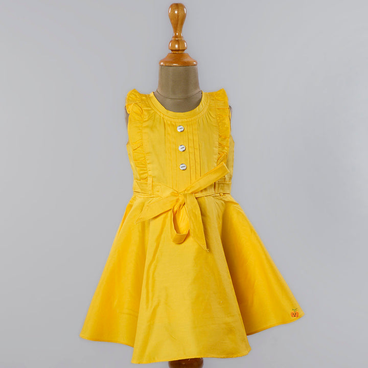 Yellow Ruffled Frock for Girls Front View