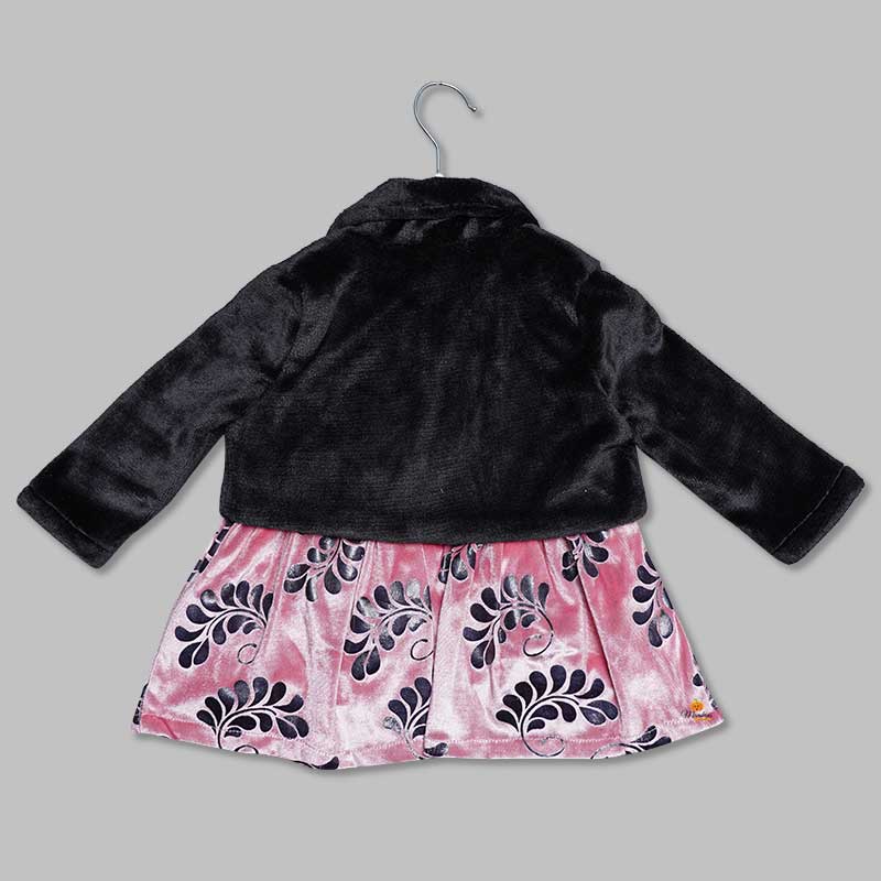Pink And Silver Frock For Girls Back View