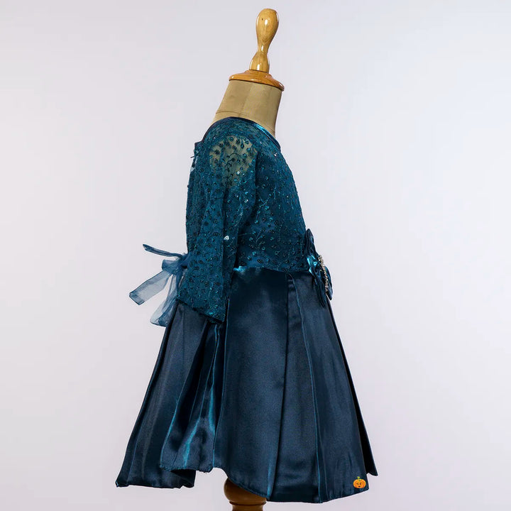 Rama Green Party Wear Frock with Bow Side View