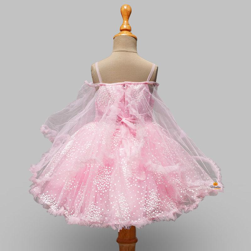 Girls Frock With Off-Shoulder Pattern Back View