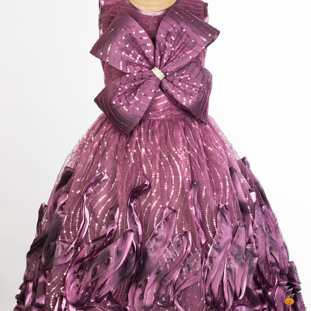 Purple Floral Gown for Girls