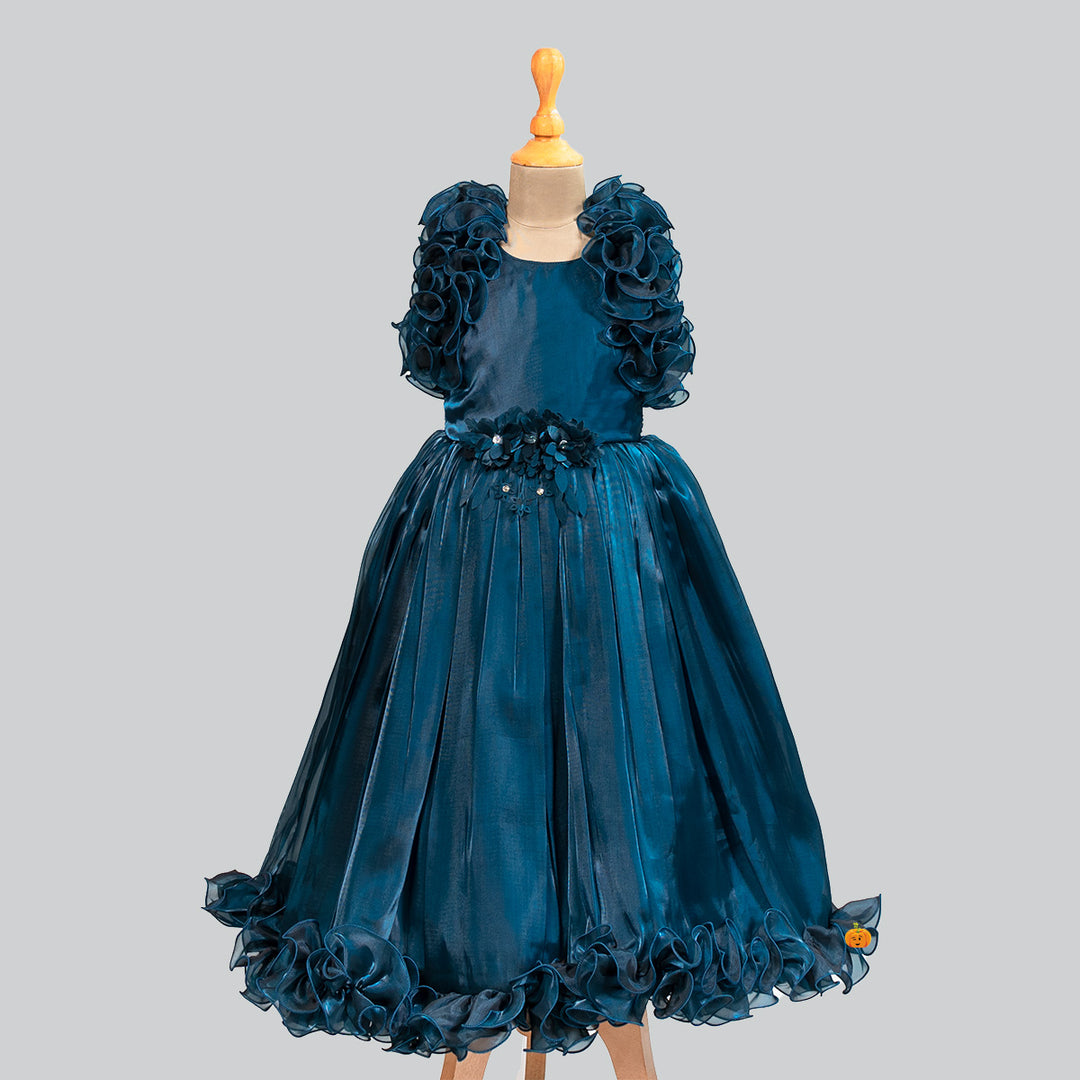 Rama Ruffled Sleeves Gown for Girls Front View