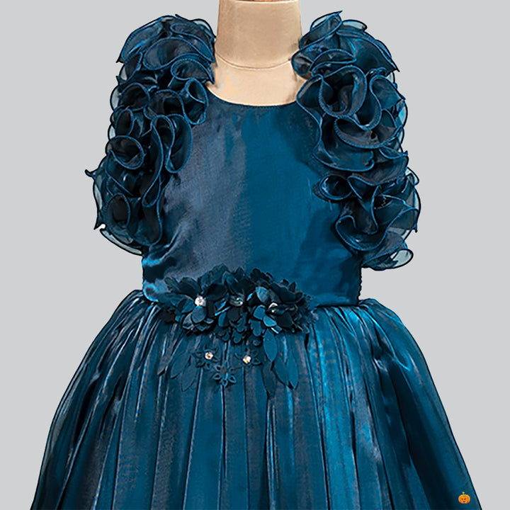 Rama Ruffled Sleeves Gown for Girls Close Up View