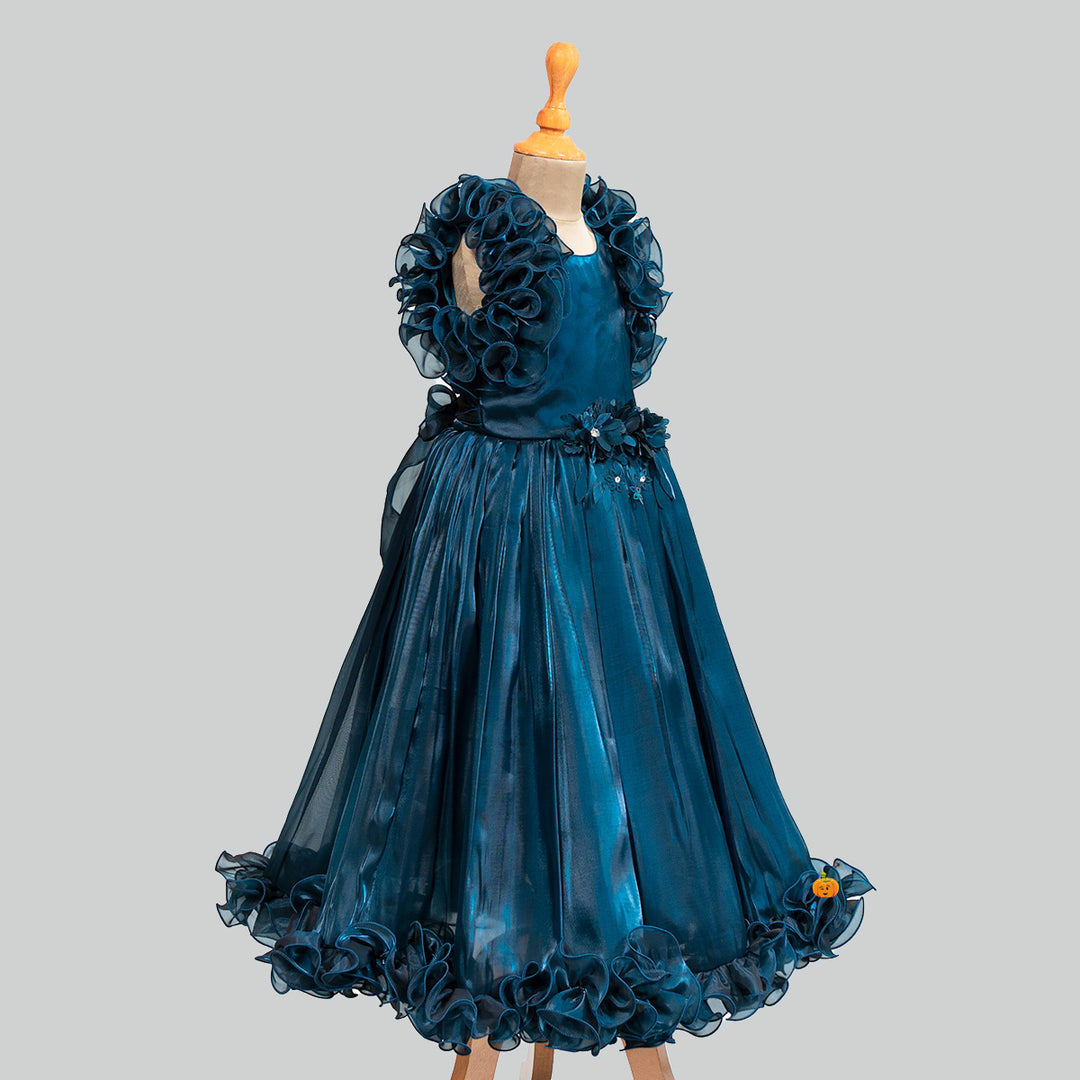 Rama Ruffled Sleeves Gown for Girls Side View