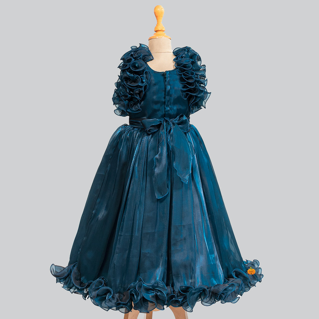 Rama Ruffled Sleeves Gown for Girls Back View