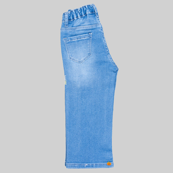 Light Blue Wide Leg Mid Rise Girls Jeans Side View
