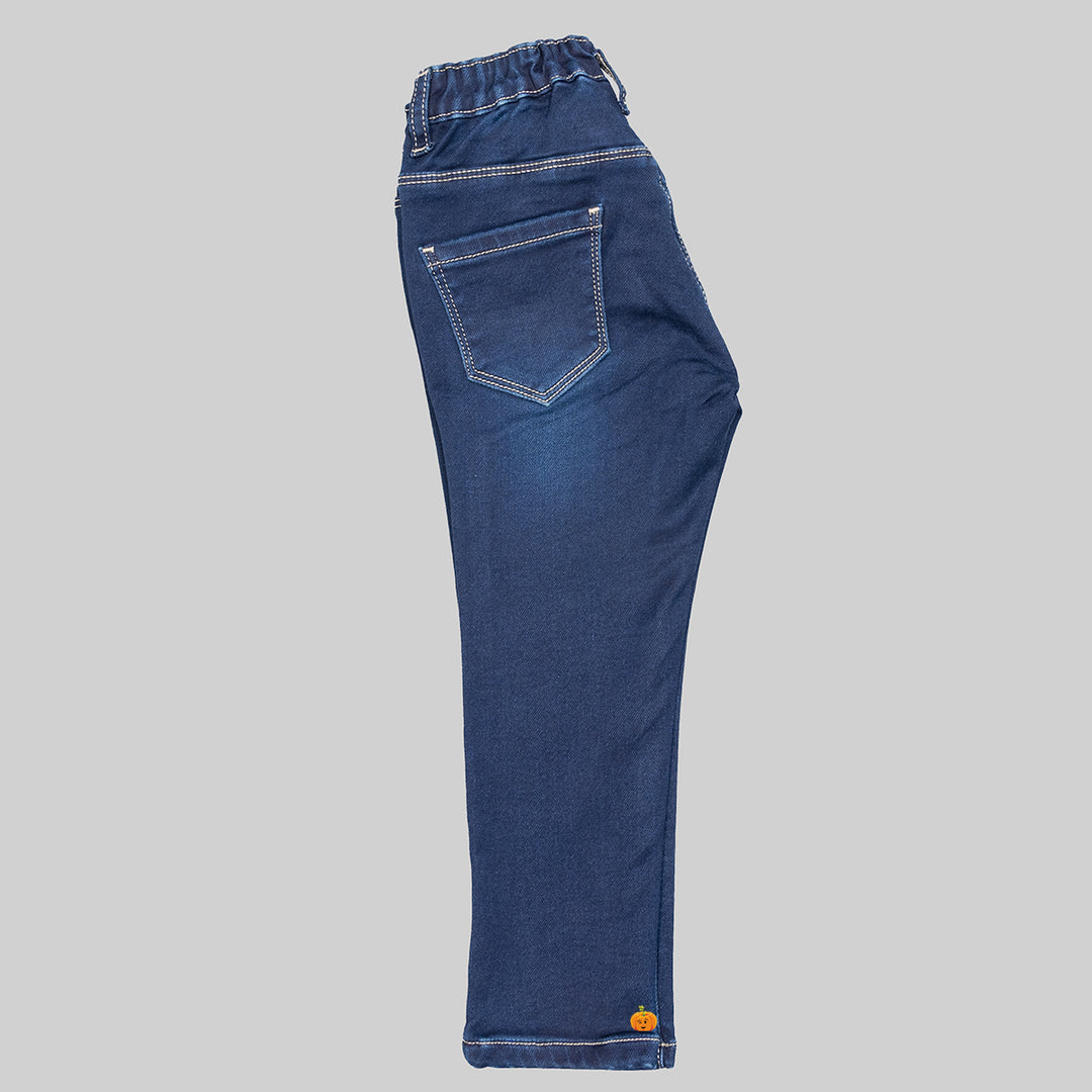 Dark Blue Slim Fit Girls Jeans Side View