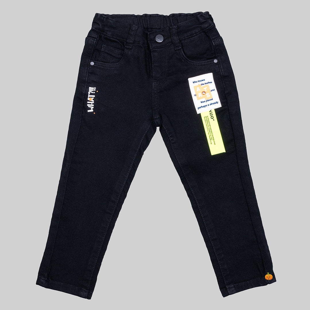 Black Mid Rise Girls Jeans Front View