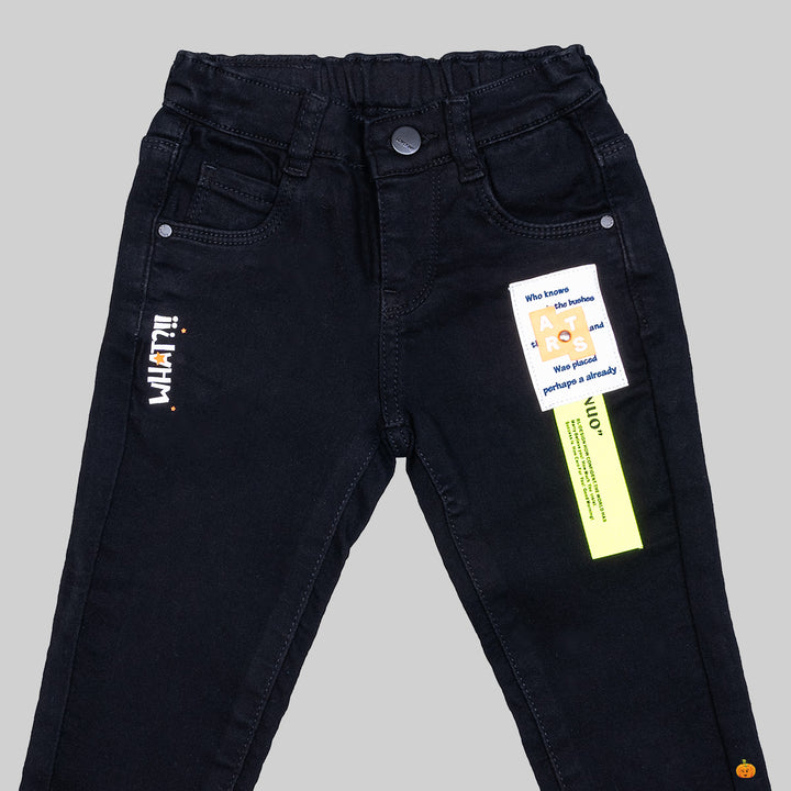 Black Mid Rise Girls Jeans Close Up View