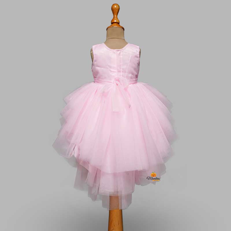 Pink Frock for Girls in High Low Rise Back View