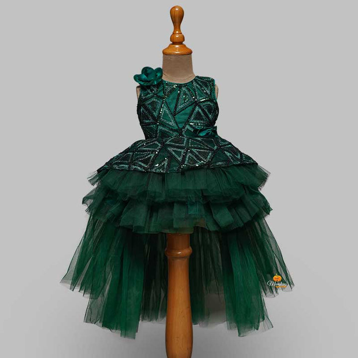 Kids Frock With An Elegant Sequins Front View 