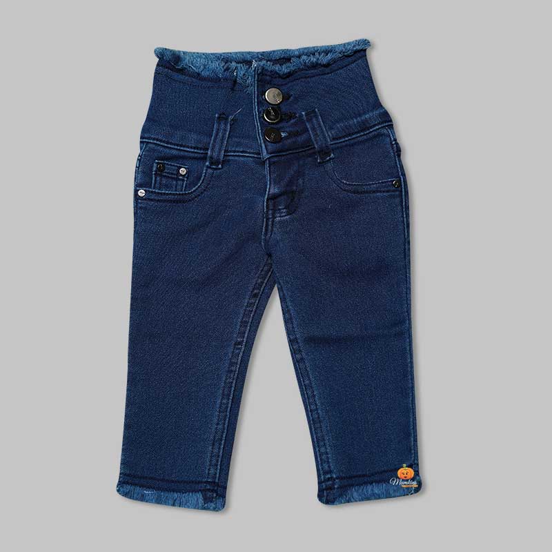 High Waits Jeans For Girls And KidsNavy Blue