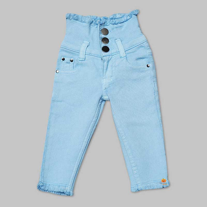 High Waits Jeans For Girls And KidsSky Blue